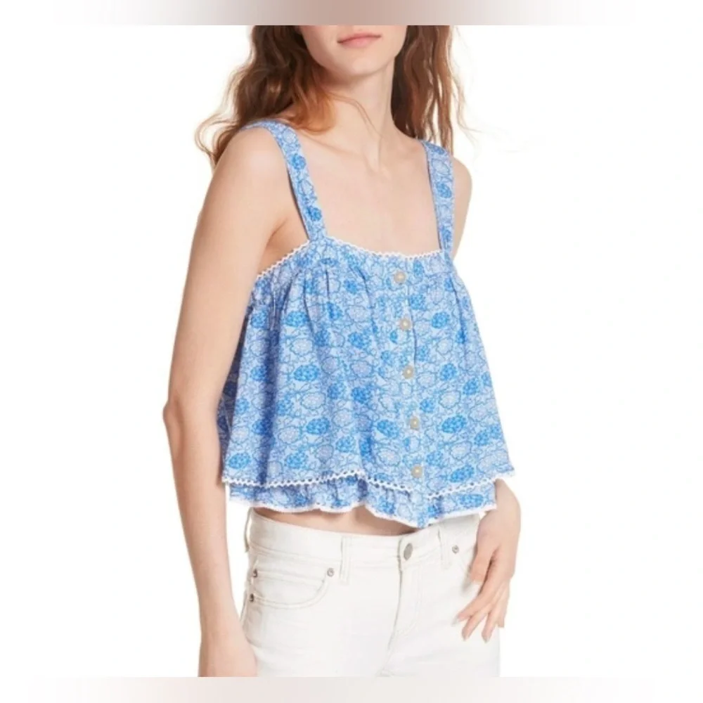 FREE PEOPLE Sweet Caroline Top Combo Blue, Size XS